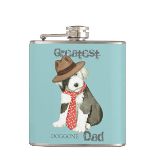 Old English Sheepdog Dad Hip Flask