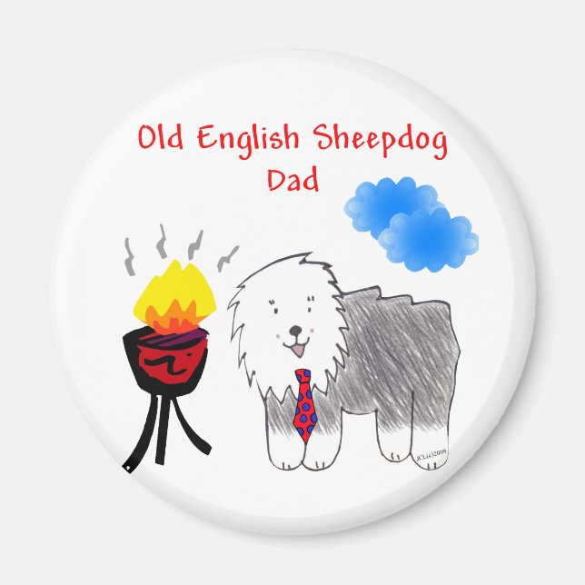 Old English Sheepdog Dad Magnet (Front)