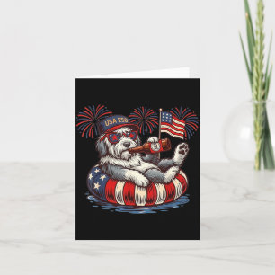 Old English Sheepdog Dog 250th Aamerica Patriotic Card