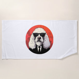 Old English Sheepdog Dog Businessman Beach Towel