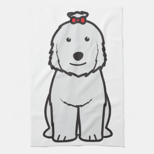 Old English Sheepdog Dog Cartoon Tea Towel