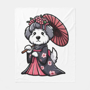 Old English Sheepdog Dog Kimono Fleece Blanket