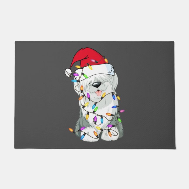 Old English Sheepdog Dog Light Decor Christmas Dog Doormat (Front)