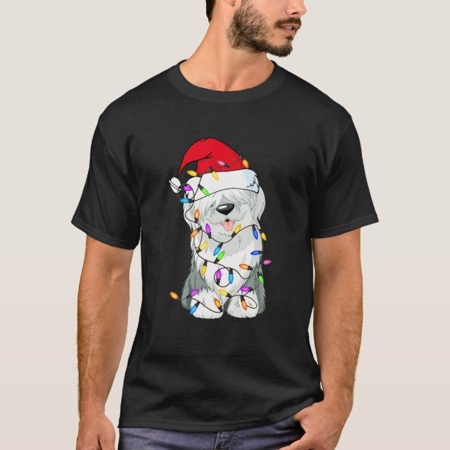 Old English Sheepdog Dog Light Decor Christmas Dog T-Shirt (Front)