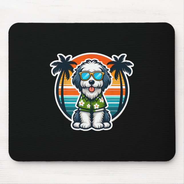 Old English Sheepdog Dog Owner Summer Vibes Vacati Mouse Mat (Front)