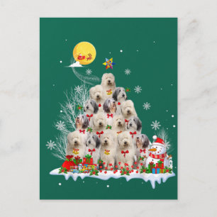 Old English Sheepdog Dog Reindeer Pine Christmas Postcard