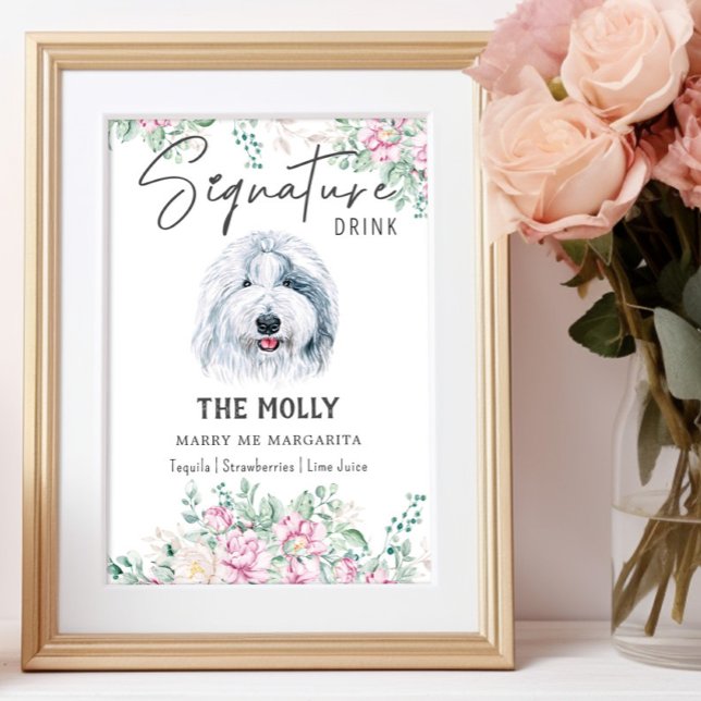 Old English Sheepdog Dog Signature Drink Sign (Creator Uploaded)