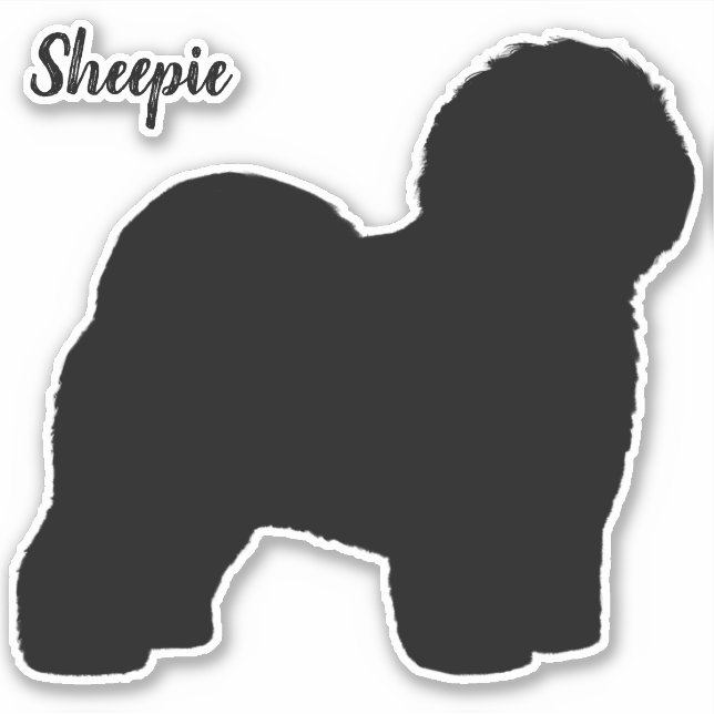 Old English Sheepdog Dog Silhouette Vinyl Sticker (Front)