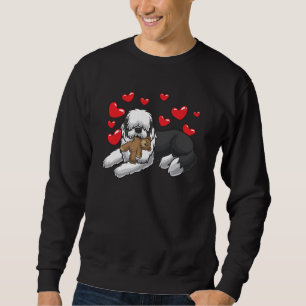 Old English Sheepdog Dog With Stuffed Animal And Sweatshirt