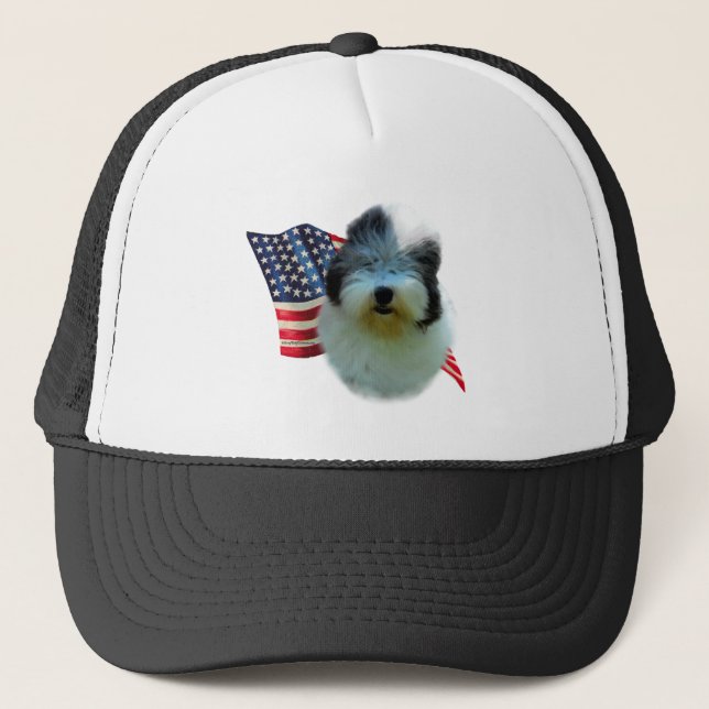 Old English Sheepdog Flag Trucker Hat (Front)