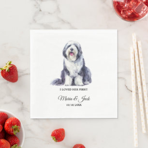 Old English Sheepdog Full Colour Pet Wedding Napkin
