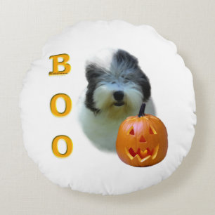 Old English Sheepdog Halloween Boo Round Cushion