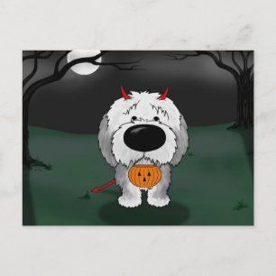 Old English Sheepdog Halloween Postcard