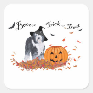 Old English Sheepdog Halloween Square Sticker