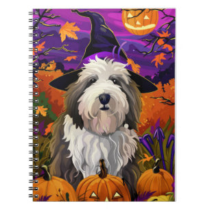 Old English Sheepdog Halloween Witch Pumpkin Notebook