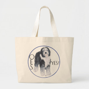 Old English Sheepdog Head Study Large Tote Bag