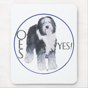 Old English Sheepdog Head Study Mouse Mat