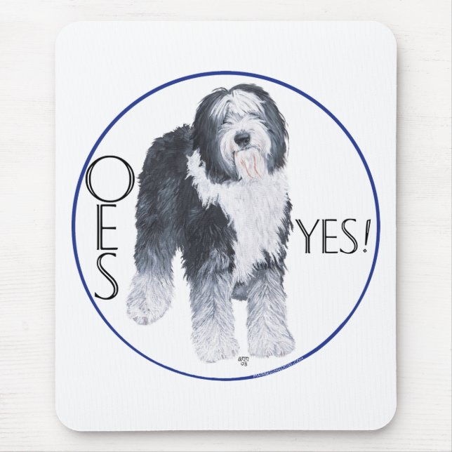 Old English Sheepdog Head Study Mouse Mat (Front)