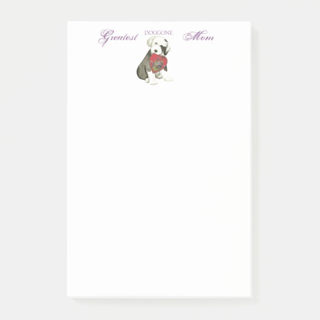 Old English Sheepdog Heart Mum Post-it Notes (Front)