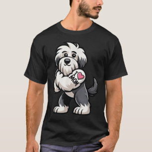 Old English Sheepdog I Love Mum Funny Dog Tattoo T-Shirt