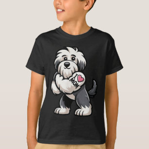 Old English Sheepdog I Love Mum Funny Dog Tattoo  T-Shirt