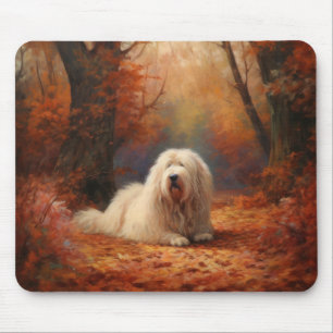 Old English Sheepdog in Autumn Leaves Fall Inspire Mouse Mat