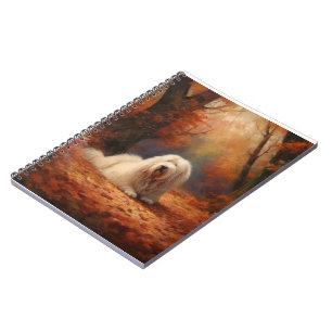 Old English Sheepdog in Autumn Leaves Fall Inspire Notebook