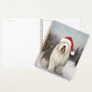 Old English Sheepdog in Snow Christmas Planner