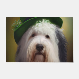 Old English Sheepdog in St. Patrick's Day Dress Doormat