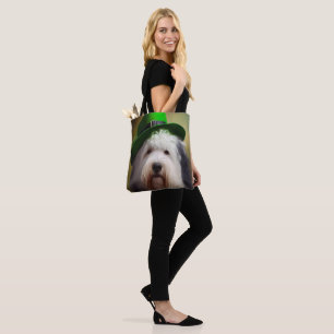 Old English Sheepdog in St. Patrick's Day Dress Tote Bag