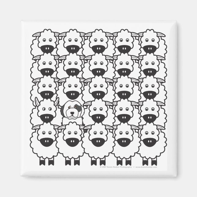 Old English Sheepdog in the Sheep Magnet (Front)