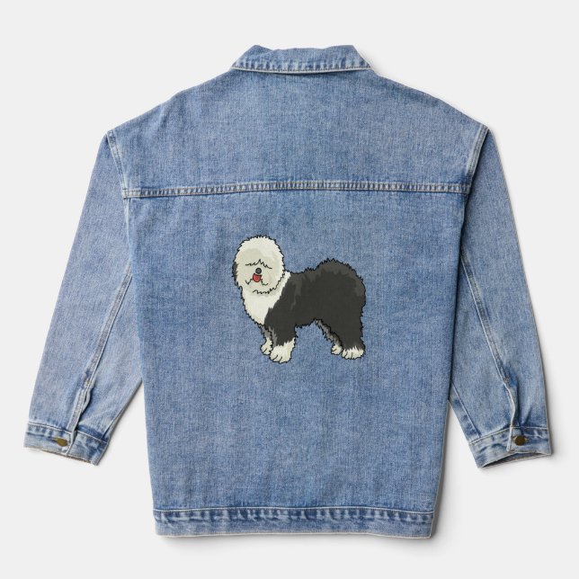 Old English sheepdog my friend  Denim Jacket (Back)
