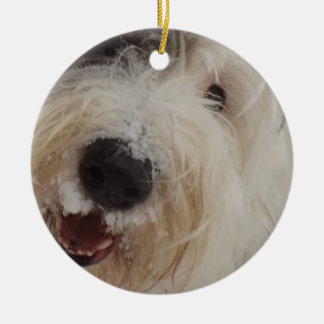Old English Sheepdog Ornament - Snow Face