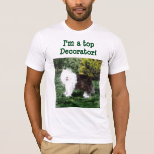 Old English Sheepdog Painting Custom T-Shirt