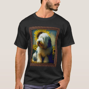 Old English Sheepdog Painting Sunflower Flower Mom T-Shirt