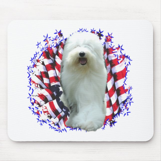 Old English Sheepdog Patriot Mouse Mat (Front)