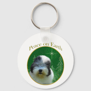 Old English Sheepdog Peace Key Ring