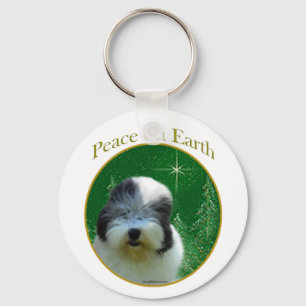 Old English Sheepdog Peace Key Ring