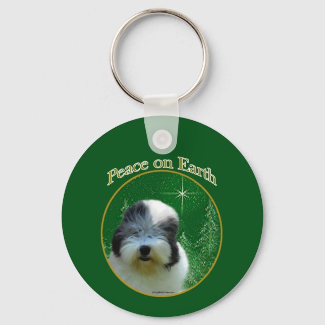 Old English Sheepdog Peace Key Ring (Front)