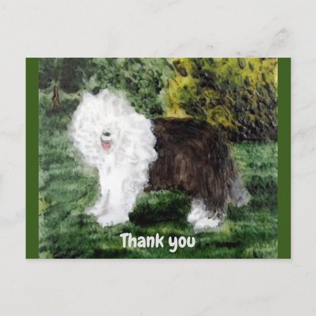 Old English Sheepdog Pet Thank you Postcard (Front)