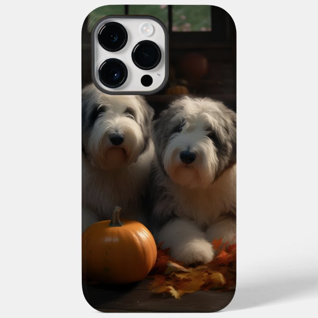 Old English Sheepdog Puppy Autumn Delight Pumpkin Case-Mate iPhone Case (Back)
