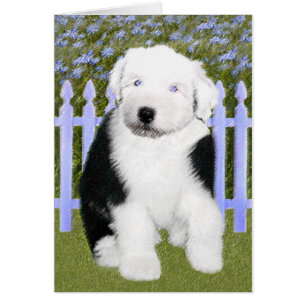 Old English Sheepdog Puppy Painting - Dog Art