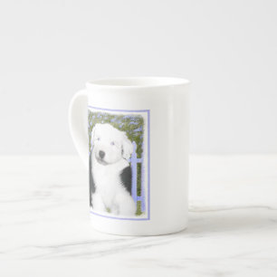 Old English Sheepdog Puppy Painting - Dog Art Bone China Mug
