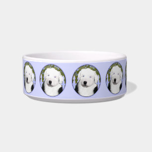 Old English Sheepdog Puppy Painting - Dog Art Bowl