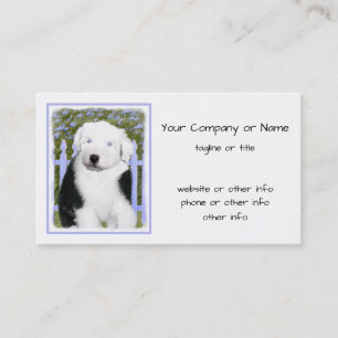 Old English Sheepdog Puppy Painting - Dog Art Business Card