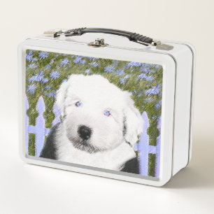 Old English Sheepdog Puppy Painting - Dog Art Metal Lunch Box