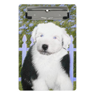 Old English Sheepdog Puppy Painting - Dog Art Mini Clipboard
