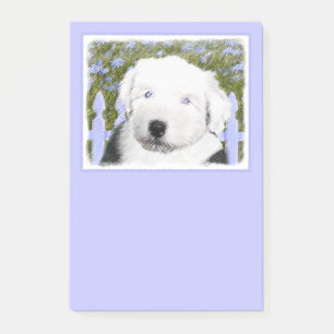 Old English Sheepdog Puppy Painting - Dog Art Post-it Notes