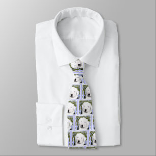 Old English Sheepdog Puppy Painting - Dog Art Tie