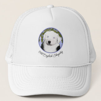 Old English Sheepdog Puppy Painting - Dog Art Trucker Hat